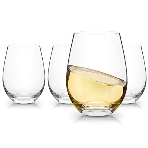 ELIXIR GLASSWARE Stemless Wine Glasses Hand Blown, Red White Wine