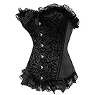 Alivila.Y Fashion Sexy Lace Brocade Corset Bustier Shapewear 2714-Black-2XL
