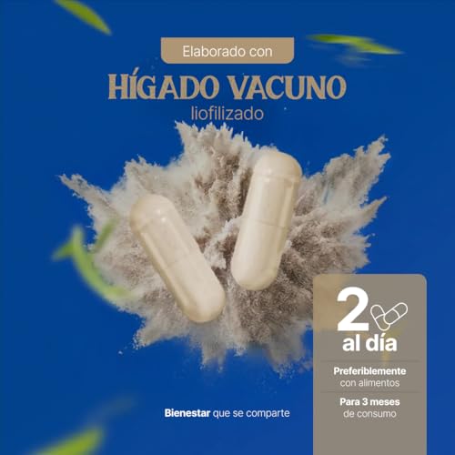 Hígado Vacuno de Res de Nueva Zelanda alimentada con pasto 180 Cápsulas 1400 mg por porción. Ingredientes 100% Naturales. Beef Liver Grassfed B Life.