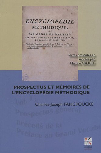 Prospectus et mémoires de l'Encyclopédie méthodique