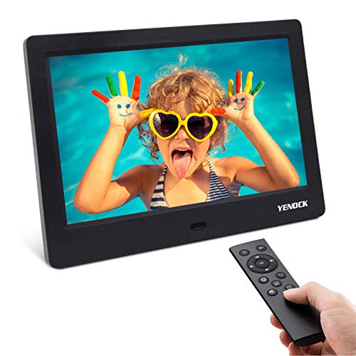 Digital Picture Frame, YENOCK 7 Inch IPS Screen Digital Photo Frame 1024×600 Pixels High Resolution Photo/Music/HD Video Player/Calendar/Alarm Auto On/Off Advertising Player with Remote Control