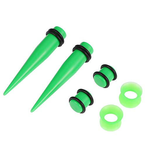 50 Pieces Ear Stretching Kit 14G-00G by JieyueJewelry - Acrylic Tapers and Plugs + Silicone Tunnels - Ear Gauges Expander Set Body Piercing Jewelry (Grass Green) - Thumbnail 2