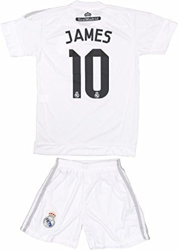 TEXTFACE Real Madrid #10 James Rodriguez Home Kids Soccer Football Jersey &amp; Shorts Set Youth Sizes (10-11 YEARS)