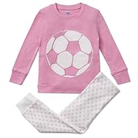 Bluenido Girls Pajamas Pink Soccer 2 Piece 100% Super Soft Cotton 5Y