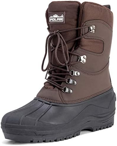 Mens Tall Nylon Mesh with Overlay Duck Waterproof Sole Lace Up Winter Snow Boots