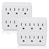 Maxxima 6 Grounded Outlet Wall Plug Adaptor (Pack of 2)