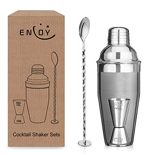 Cocktail Shaker Bar Set with Accessories, Measuring Jigger and Mixing Spoon, Built-in Bartender Strainer, Professional Stainless Steel Bar Tools Bartender Kit 25 Ounce (750 ml) by ENLOY - Thumbnail 7