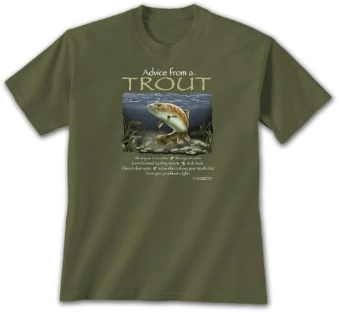 Advice from a Trout Lg T-shirt Military Green, Good Catch, Novelty Gift Apparel