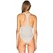 May&Maya Women's Deep Scoop Neckline Button Placket Bodysuit (M, Gray2)