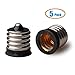 ELECTOP E17 to E12 Socket Adapter Converter,Intermediate E17 Base Convert to Candelabra E12 Base,Black Lamp Holder(5 Pack)