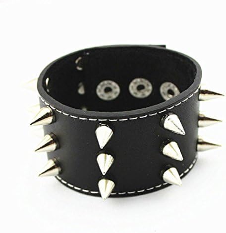 CSG Stage Three Rows Of Punk Rock Accessories Spike Pu Leather Bracelet