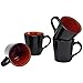 Culver VOG Ceramic Mug, 14-Ounce, Black Red, Set of 4