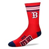 MLB 4 Stripe Deuce Crew Socks Mens-Boston Red Sox-Size Large(10-13)