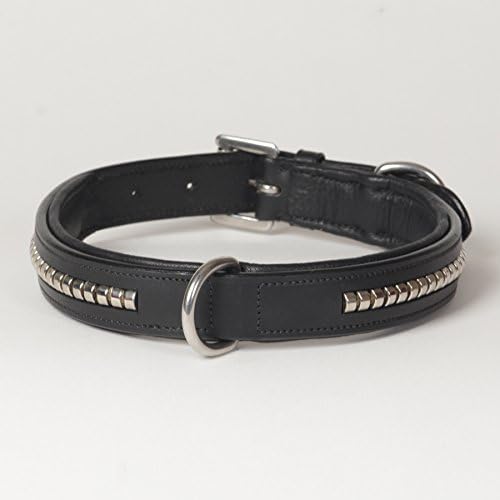 Large Genuine Leather Padded “Crown Clincher” Dog Collar