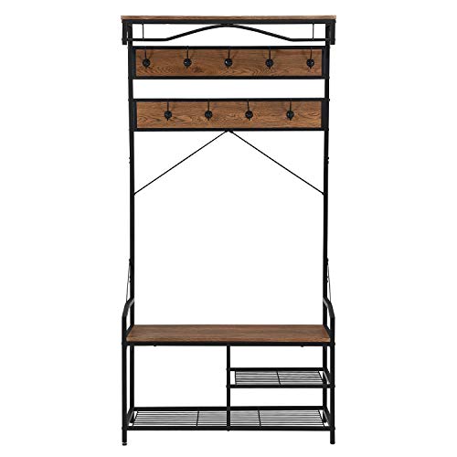 O&K FURNITURE Hall Tree with Shoe Storage, Entryway Bench with Coat