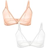varsmiss Women Sheer Mesh Transparent Unlined Bra Sexy Wireless Underwear