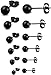 Jstyle Jewelry Stainless Steel Mens Womens Ball Stud Earrings Round 2-7mm 6 Pairs Black
