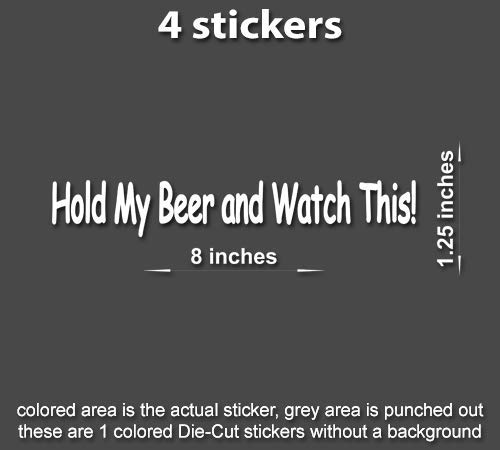 4X Hold My Beer and Watch This Decal Sticker 4x4 Truck, Window, Laptop, Redneck Red - Thumbnail 3