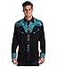 Scully Floral Tooled Embroidered Snap Front Shirt P634 TUR **, Blue, X-Large