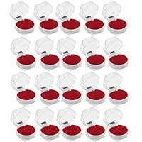 SHANGHh 20 Pieces Clear Acrylic Crystal Ring Box fit for Jewelry Storage Box Display (Red)