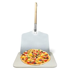 Joejis Italiaanse Pizzasteen & Pizzaschep Set | Pizzasteen voor Oven Gebruik | Pizzasteen voor Barbecue | Rechthoekig…