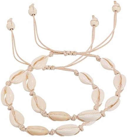 Handmade Summer Beach Shell Beaded Anklet 2 PCS Barefoot Sandals Bridal Wedding Foot Jewelry