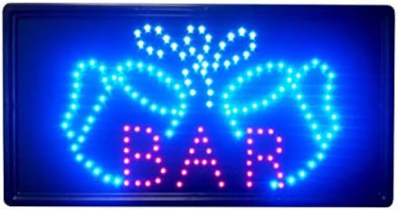 Construction Bar Sign 10 x 19 Inches Animated LED Neon Light with 2 On/Off Switches and Chain (LED-BAR01)