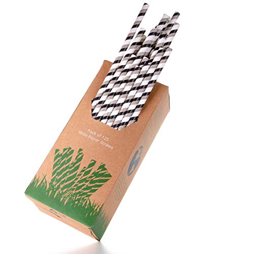 Buy TLDEM Pro Earth Sip and Slurp Wide 8mm Paper Straws, 125 Pack