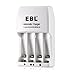 EBL EBL-AA-Charger Smart Battery Charger - Travel USB Port - with 2000mAh AA Rechargeable Batteries, 4 Counts Battery
