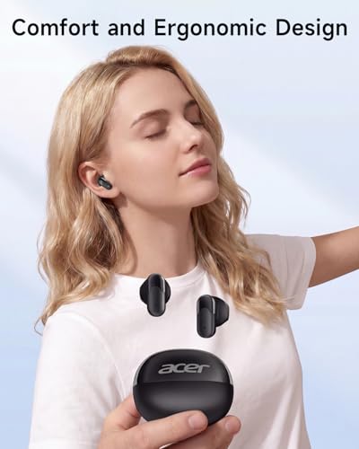 Acer Wireless Earbuds, Bluetooth 6.0 Headphones with 35H Playtime, ENC Noise Canceling for Clear Calls, IP55 Water-Dust Resistant, Immersive 13mm Driver Audio, Smart Touch Control for iOS & Android