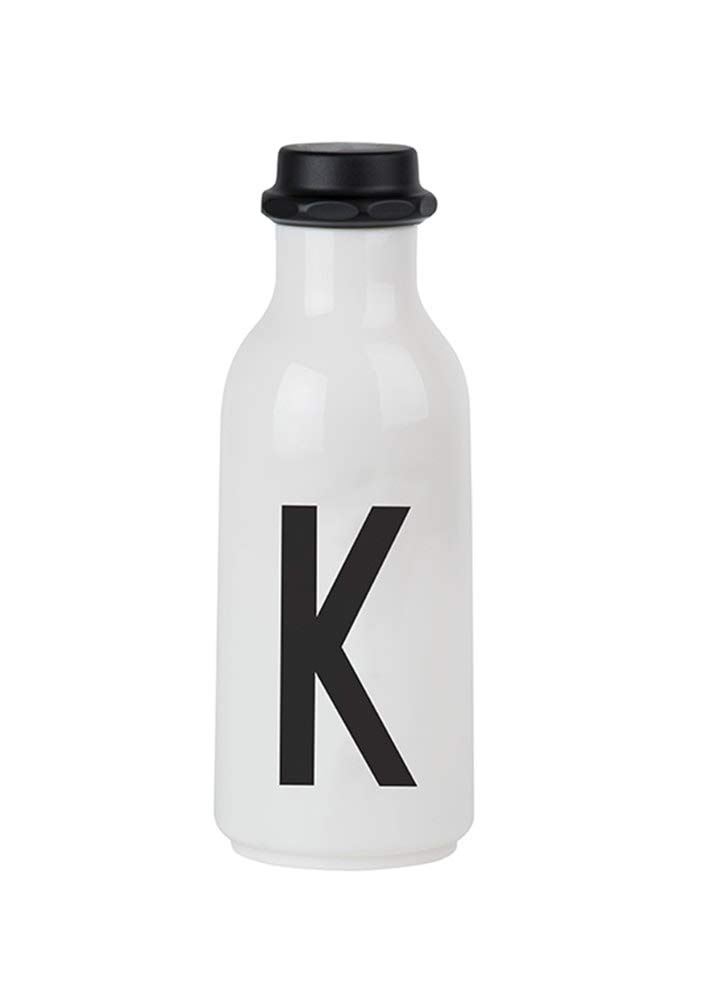 Design Letters Personal Tritan Water Bottle (K) - 500ml BPA-free and BPS-free Leak-proof Tritan Drinking Bottle in Nordic Design for Adult, Kids, Outdoor, Office, Sports, School, Available from A-Z