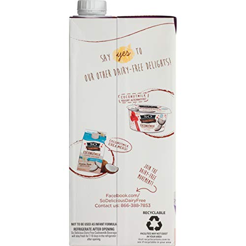 So Delicious Dairy Free Cashewmilk Beverage Unsweetened Vanilla 32 oz (Pack of 6), Dairy Soy Coconut and Almond Alternative Unsweetened Vanilla Milk Drink, Shelf-Stable Aseptic Packaging