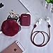 Case - Airspo Case for Silicone Case Cover Compatible with 1/2 Protective Skin with Fur Ball Keychain/Anti-Lost Strap/Ear Hooks (Burgundy)