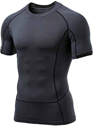 TM-MUB13-CHC_Medium Tesla Men's Short Sleeve T-Shirt Cool Dry Compression Baselayer MUB13