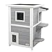 Petsfit Outdoor Cat House, 2 Story Outside Cat Shelter Condo Enclosure with Escape Door for Stray Feral Cats Weatherproof