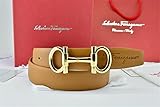 Ferragamo Belt Adjustable And Reversible Brown Leather Belt Gold Buckle