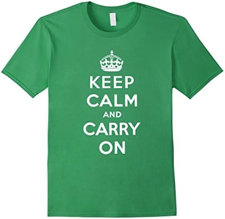 Mens Keep Calm and Carry On T-Shirt Large Grass