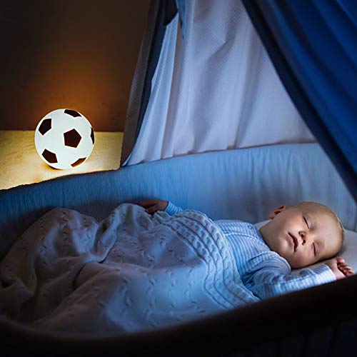Soccer Toy, Soccer Night Light for Kids, Soccer Gift for Boys, LED Silicone Bedside Lamp for Children/Nursing/Kids Room, Dimmable/USB Rechargeable/Eye Caring/Mini Soccer Toy/13cm/White