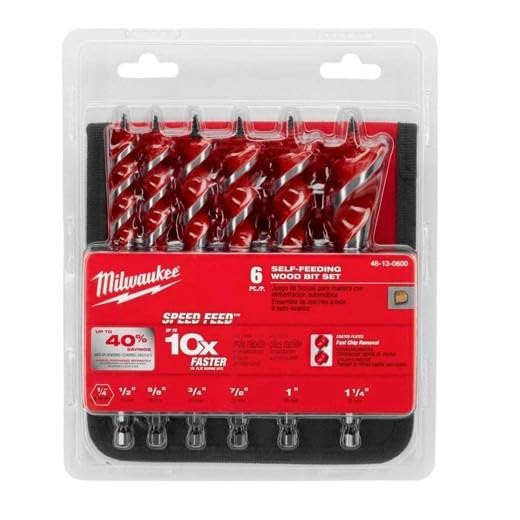MILWAUKEE'S 48-13-0600 Speed Feed Wood Bit 6-1/2" Set - 6 Piece