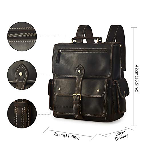 BRASS TACKS Leathercraft Crazy Horse Genuine Leather Rucksack Backpack