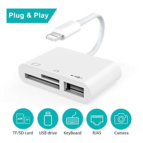 SD Card Reader, HOMFUL 3 in 1 SD &TF Memory Card Reader Adapter to Phone Pad with USB 2.0 Female OTG Adapter, USB Digital Camera Reader, Trail Game Camera Viewer for Phone Pad,No App Required-White - Thumbnail 7