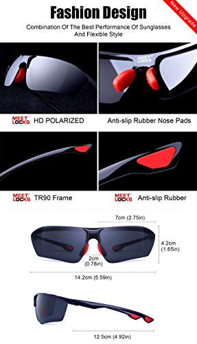 MEETLOCKS Sport Polarized Sunglasses for Men Changeable UV400 Lens Unbreakable TR90 Frame For Cycling Running Outdoor Fishing - Thumbnail 4