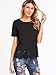 Romwe Women's Short Sleeve Cut Out Summer Blouses Causal T-Shirts Black S