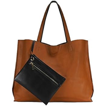 Scarleton Stylish Reversible Tote Handbag for Women, Vegan Leather Shoulder Bag, Hobo bag, Satchel Purse, Camel/Black, H18422501