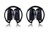 Crusar 2-Pack IR Wireless Two-Channel Foldable Headphones for Car