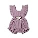 ITFABS Newborn Baby Girl Romper Bodysuits Cotton Flutter Sleeve One-piece Romper Outfits Clothes (Light Purple,0-6 months)