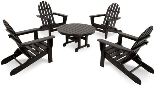 Ivy Terrace IVS103-1-BL Classics 5-Piece Folding Adirondack Conversation Set, Black