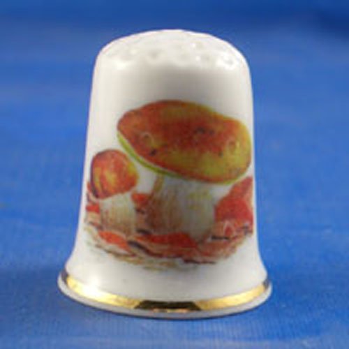 Porcelain China Collectable Thimble -- Rare Forest Fungi with Free Gift Box