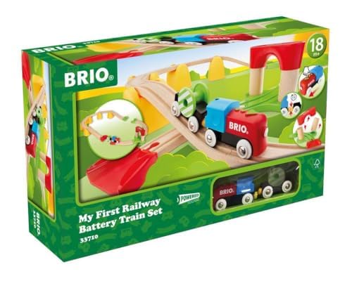 BRIO World 33710 25-Piece Battery Train Set and 33772 50-Piece Special Track Pack Image