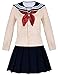 Japanese School Girls Short Sleeve Uniform Sailor Navy Blue Pleated Skirt Anime Cosplay Costumes sweater with Socks setXS(Tag S)